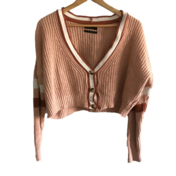 Urban Outfitters Sweaters - URBAN OUTFITTERS | Pink, orange, white crop cardigan